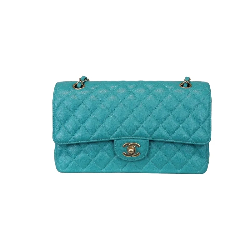 Classic Double Flap Caviar Medium Teal LGHW