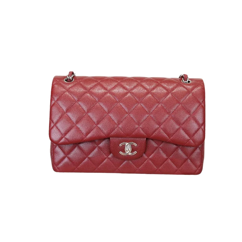 Classic Double Flap Jumbo Caviar Red SHW