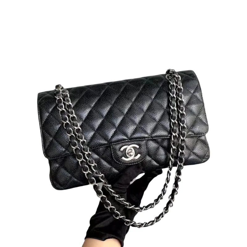 Classic Double Flap Medium Caviar Black SHW