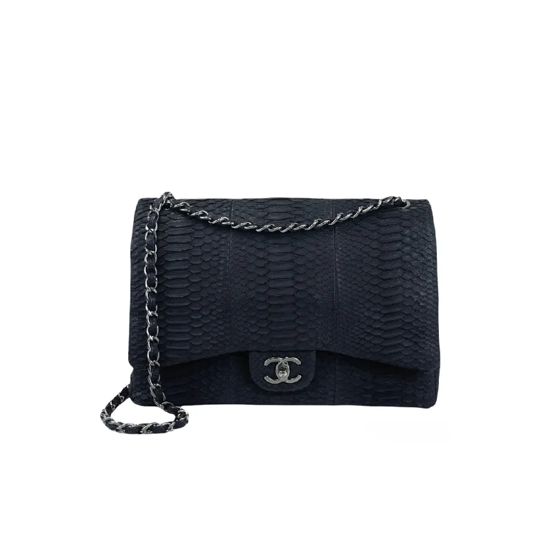 Maxi Double Flap Python Black RHW