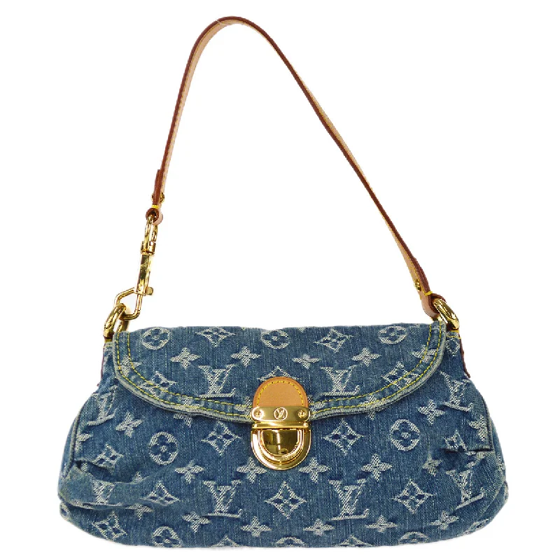 Louis Vuitton 2005 Blue Monogram Denim Mini Pleaty Handbag M95050