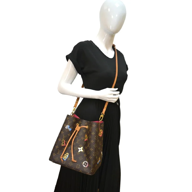 LOUIS VUITTON Love Lock NeoNoe Monogram Canvas Shoulder Bag Brown