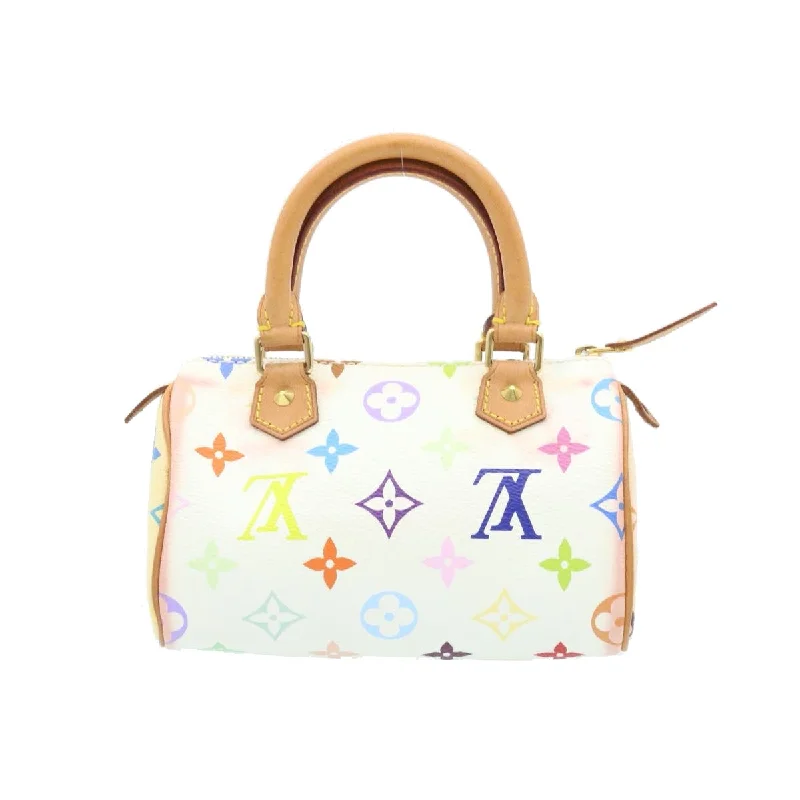 Louis Vuitton Monogram Multicolor Mini Speedy Hand Bag White M92645 Auth 25763