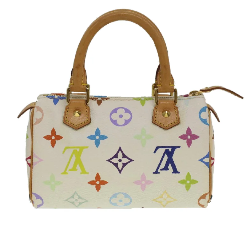 Louis Vuitton Monogram Multicolor Mini Speedy Hand Bag White M92645 Auth am3975