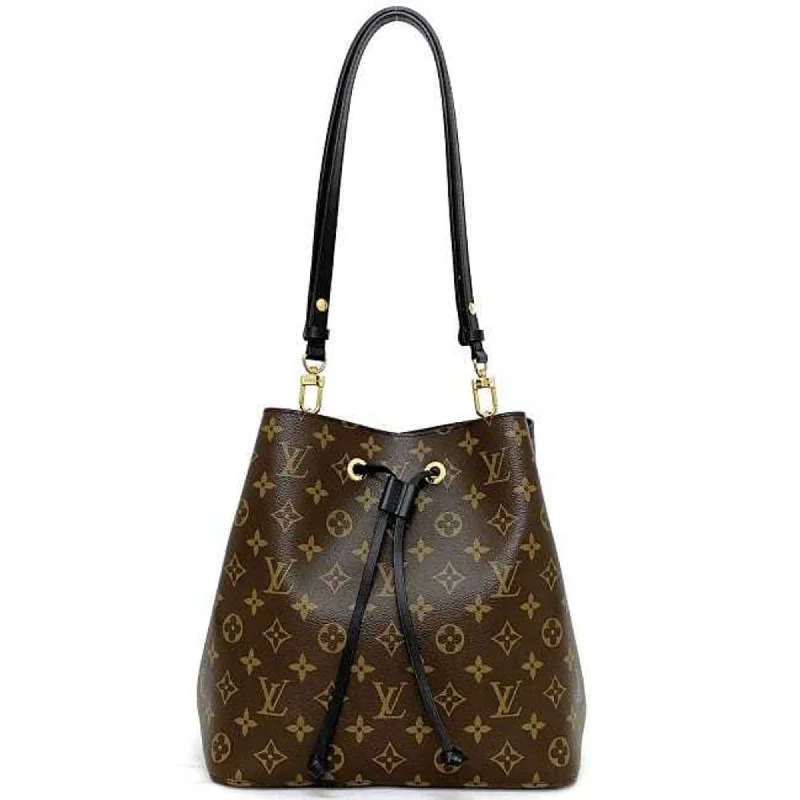 LOUIS VUITTON Shoulder Bag Neonoe Brown Black Monogram M44020 Canvas Leather MI3169  Bucket Tote 2way Women's LV